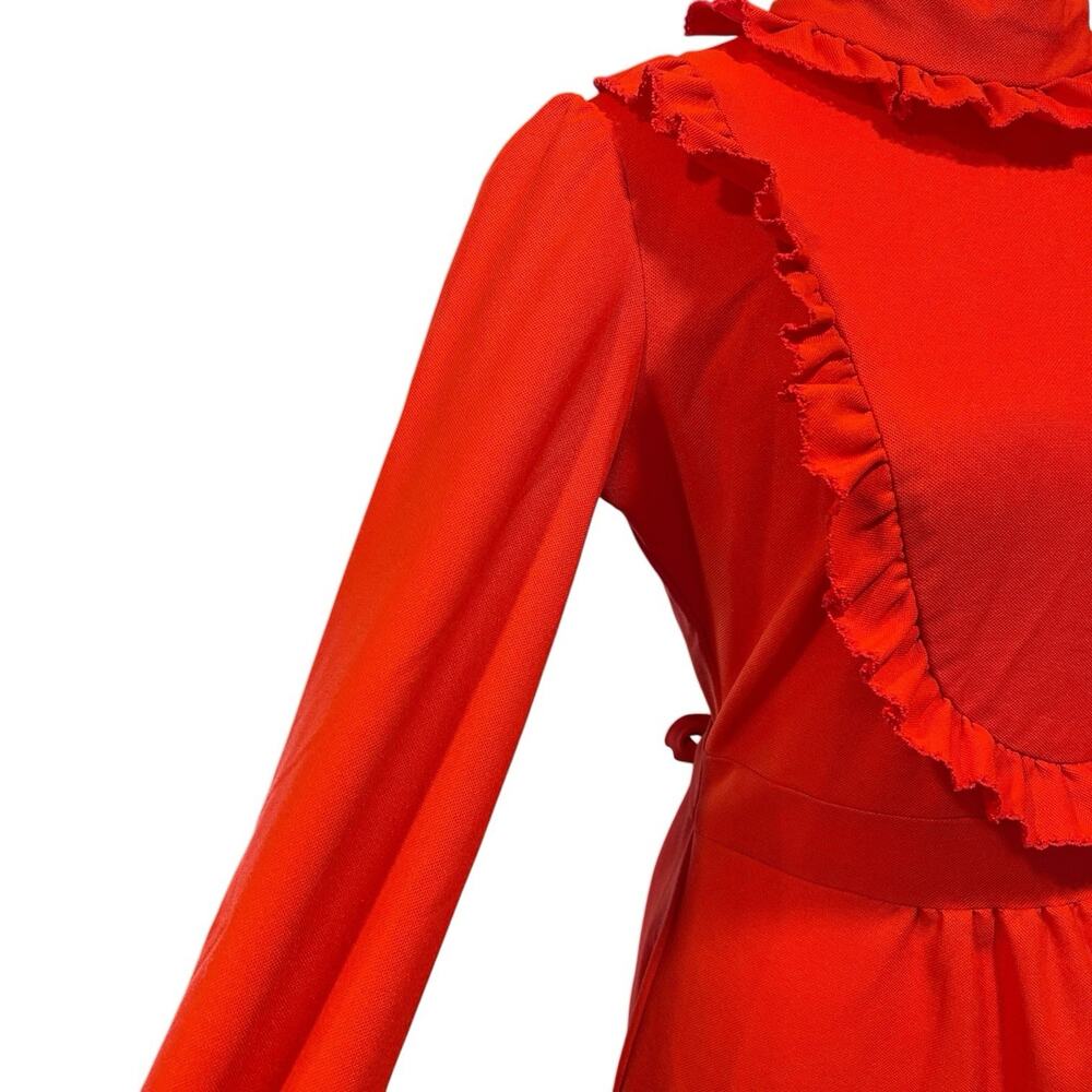 Vintage 70s JC Penney Red Ruffle Maxi Dress Sz M - Picture 11 of 16